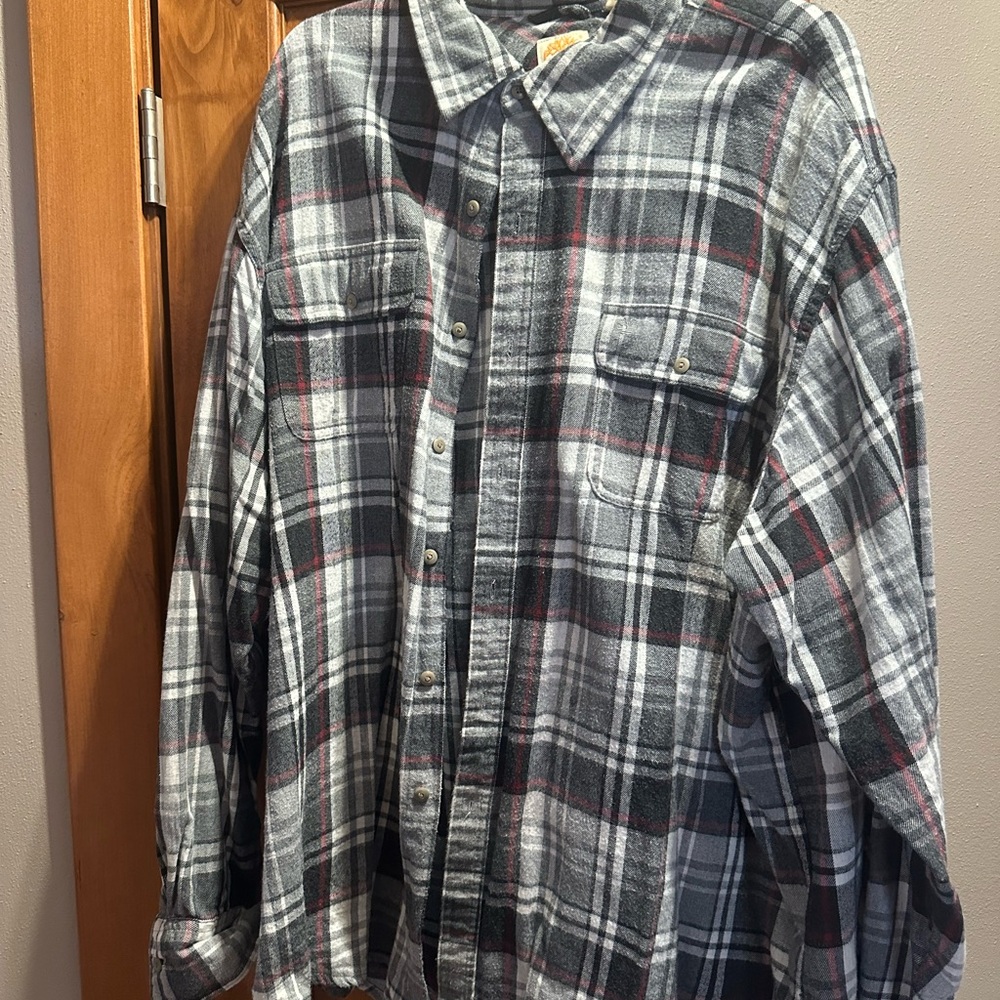 Timberland Men's Plaid Button Down Shirt - Black, Gray, and Red